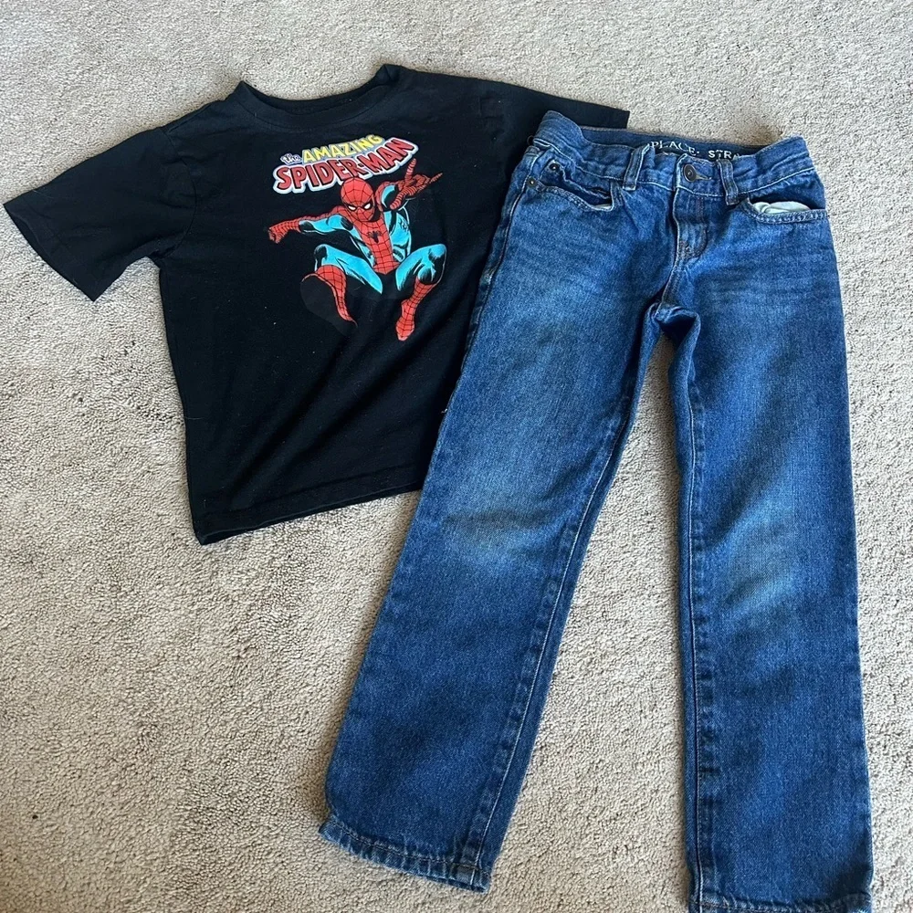 Spider-Man Black T-Shirt and Blue Jeans Set 5/6